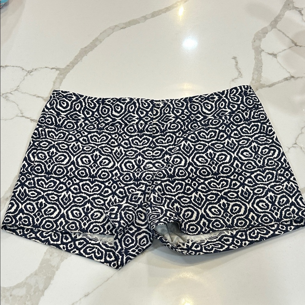 J Crew Navy and White Patterned Women Shorts